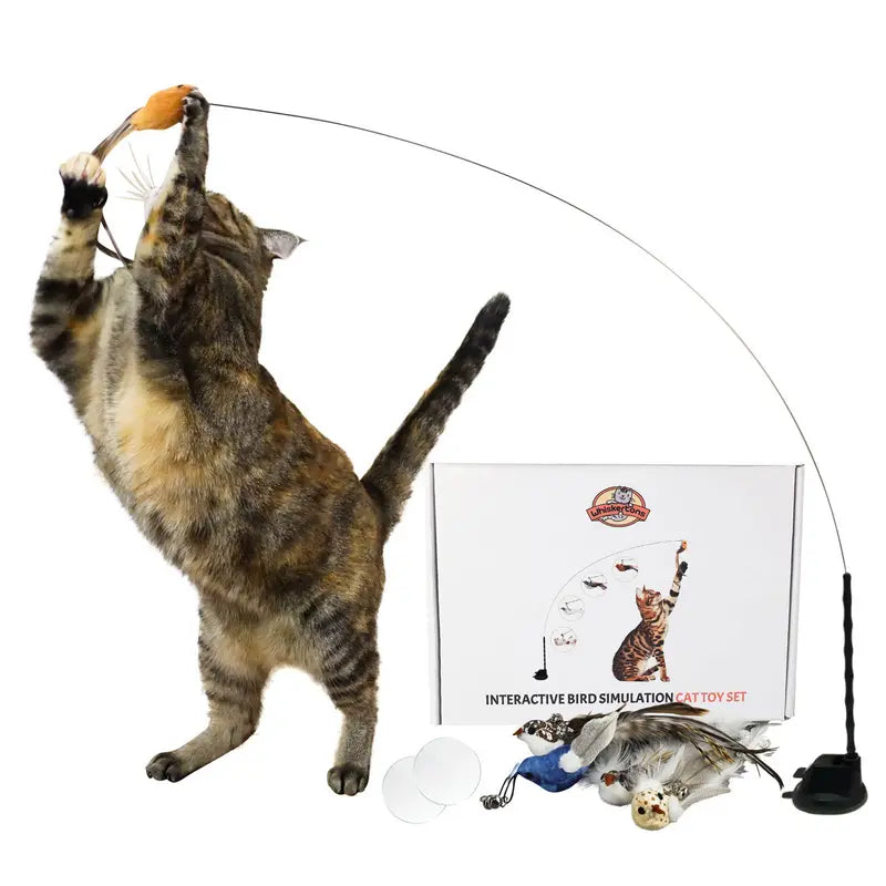 Interactive Bird Simulation Cat Toy Set with Realistic Bird Impression