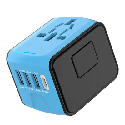 Universal Travel Adapter with 4 USB Power Plug and Type-C Converter - Worldwide Compatibility