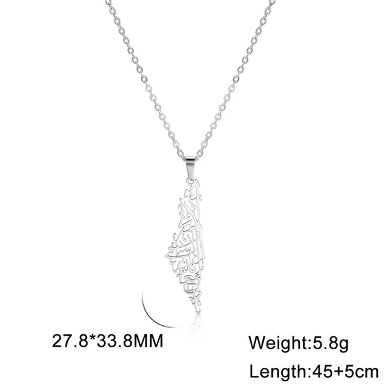 Palestine Map Pendant Necklaces for Women Men Stainless Steel Hollow Map Necklace Choker Chain Male Jewelry Wholesale