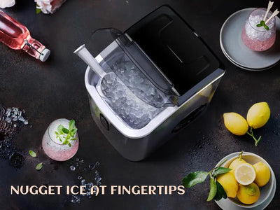 Ice Maker, Nugget Sonic Ice Maker Countertop - Chewable Pellet Ice Cubes, 33 Lbs Daily Output, Stainless Steel Housing, Self-Cleaning Ice Machine with Ice Bags for Parties, Kitchen, Bar, Office Utensils