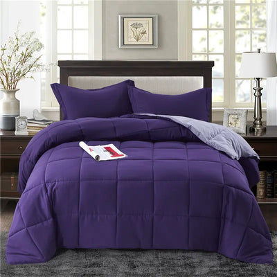 Luxury 3-Piece Down Alternative Comforter Set with Two Shams - All-Season Reversible Comforter