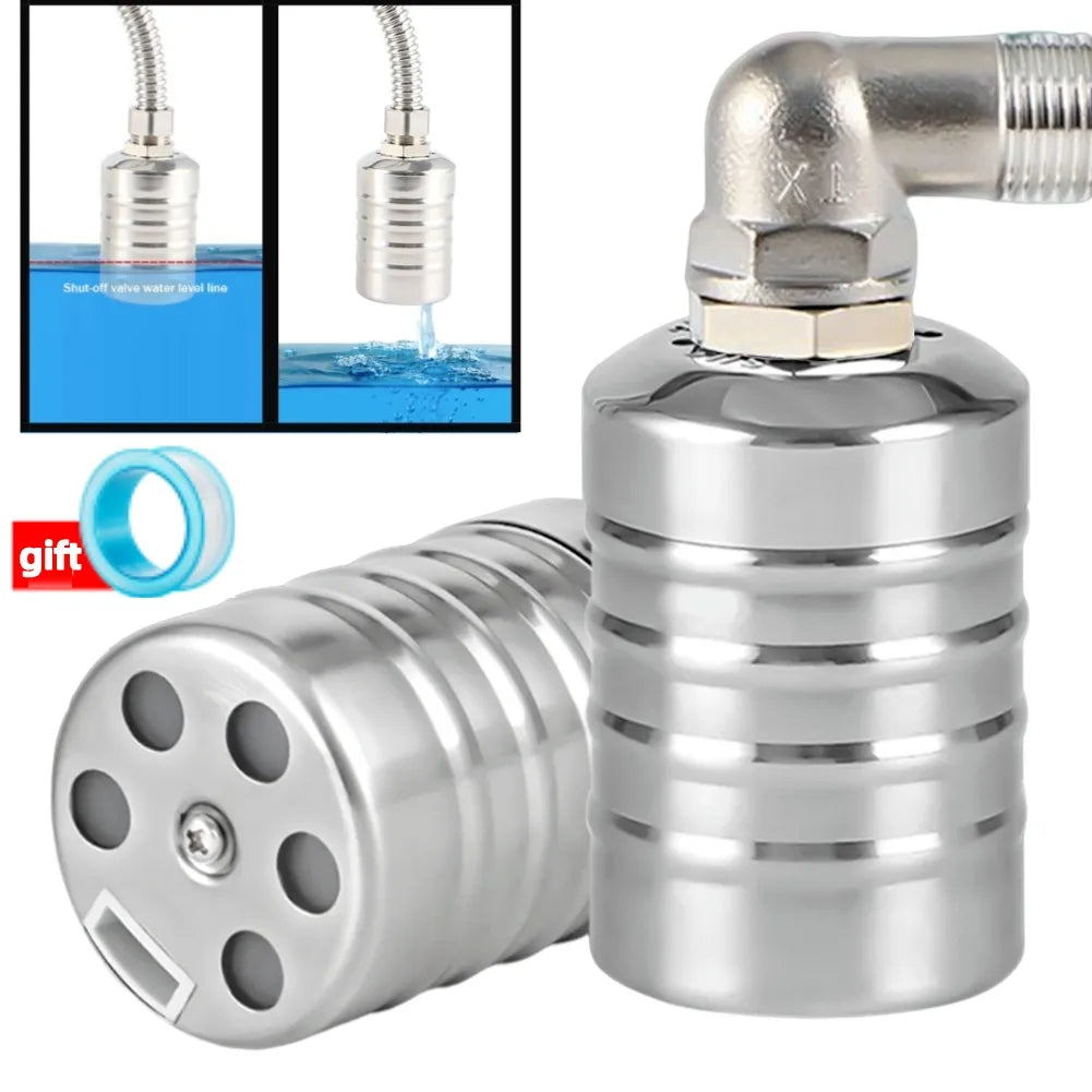 Automatic Water Level Control Valve with Stainless Steel Floating Ball - 1/2" and 3/4" Float Valve for Water Tanks and Towers