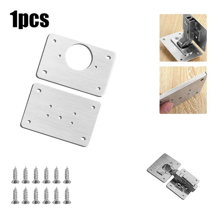 Kitchen Cupboard Door Hinge Repair Plate Kit with Mounting Plate and Fixing Brackets