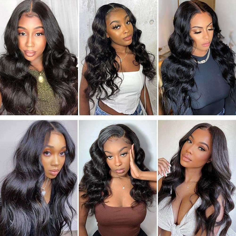 Lace Front Wigs Human Hair Wigs for Black Women Glueless Body Wave 4X4 Lace Closure Wigs Human Hair 150% Density Brazilian Virgin Hair Pre Plucked with Baby Hair Natural Color (22 Inch)